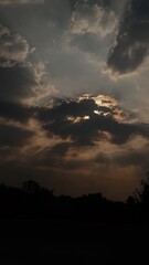 Beautiful Yellowish Sky and Sun covered with formation of clouds. Beautiful Wallpaper