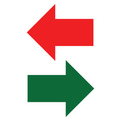Green arrow, red arrow, shiny icon. Vector Illustration.
