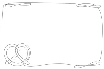 Line Art Bread Frame Border. Kalach Bread Outline Contour Decoration. Editable vector. Continuous Thin Line Modern Drawing. Bakery and Handmade Crafted Food Shop Advertising.	
