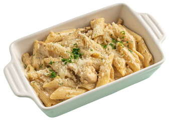 Classic alfredo pasta with penne and white sauce