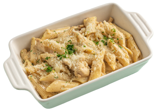 Classic alfredo pasta with penne and white sauce