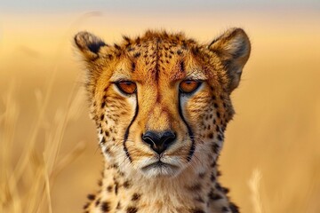 Close-up of cheetah looking at camera in Masai Mara National Park in Kenya - obrazy, fototapety, plakaty