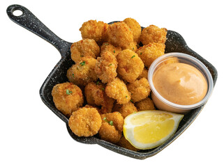 Crunchy chicken popcorn served with peri peri mayo sauce