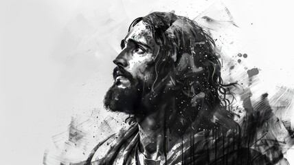 Jesus Christ. black and white illustration
