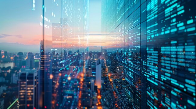 Craft a visually captivating image of a futuristic bank in a financial district