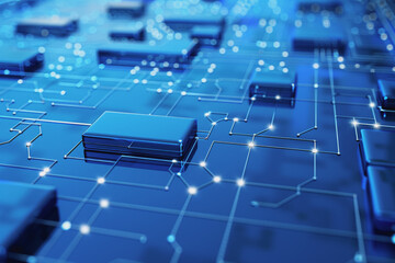 Obraz premium Business Process Modeling Notation diagram objects, high tech data security, blue colors