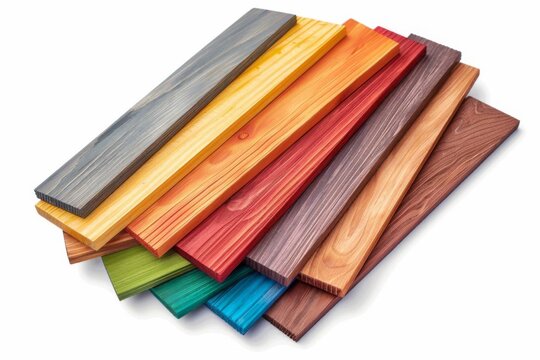 colorful wooden laminated construction planks set building materials collection