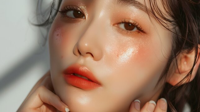 Korean Beauty Blogger Demonstrating Luminous Makeup Style
