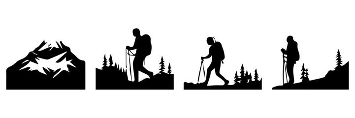 Illustration of a silhouette of hiking 