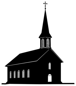 recommend clip art: Silhouette of a church with cross isolated 