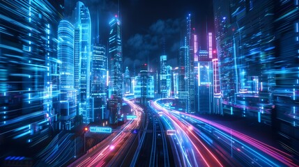 Interconnected Futuristic Cityscape: A Vision of Smart Urban Infrastructure