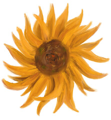 Sunflower oil painting impressionism brush vincent van gogh style summer flowers illustration art