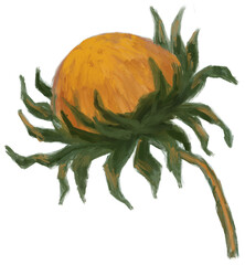 Sunflower oil painting impressionism brush vincent van gogh style summer flowers illustration art