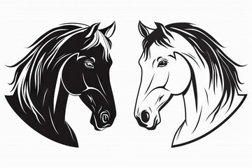 elegant horse head outline for equestrian stable or racing club stylish black and white vector design