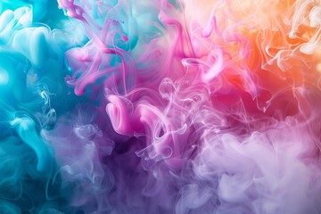 ethereal colorful smoke and dye swirls in water abstract background