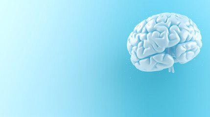 3D rendering of brain floating on blue background
