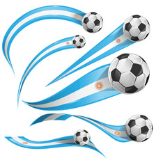 argentina flag set with soccer ball set icon. vector illustration