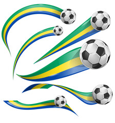 Gabon flag set with soccer ball set icon. vector illustration