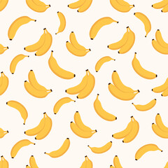 Seamless pattern with yellow bananas. Tropical fruit background. Vector illustration.