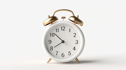 lone alarm clock against a stark white background
