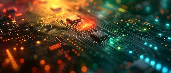 Digital circuit board background with abstract cyberspace design for technology wallpaper. Concept Technology Wallpaper, Digital Circuit Board, Cyberspace Design, Abstract Background