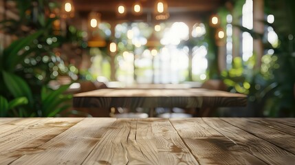 Chill restaurant with wooden table and Depth
