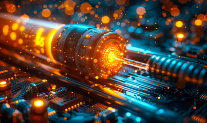 Glowing Fiber Optic Cables Abstract Tech Background, Futuristic Fiber Optics, Sci-Fi Data Network, 3D Rendering
