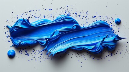 Blue colored stroke of acrylic paint, Painted brush stroke with blue oil paint, AI generated
