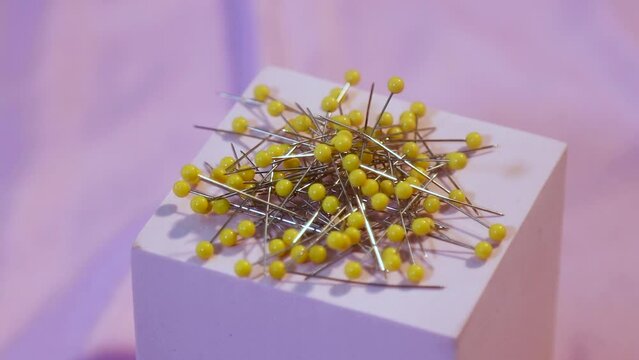 Thread needle on mock up close up