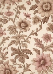 Vintage Floral Wallpaper with Intricate Pink Patterns