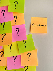 Colorful Sticky notes with questions 