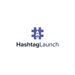 hashtag launch simple sleek creative geometric modern logo design vector