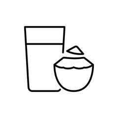 Coconut drink outline icons, minimalist vector illustration ,simple transparent graphic element .Isolated on white background