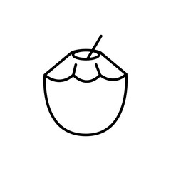 Coconut drink outline icons, minimalist vector illustration ,simple transparent graphic element .Isolated on white background