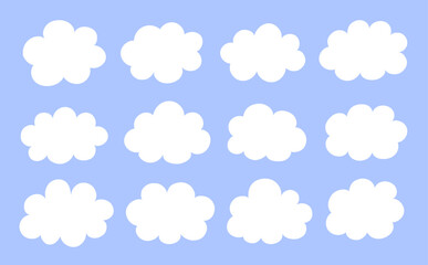 シンプルな手書きの雲のフレームセット