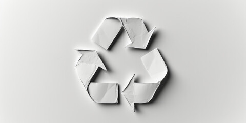 Torn Paper Recycle Symbol on White Background  Sustainability Concept