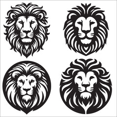 Lion head logo vector line art illustration