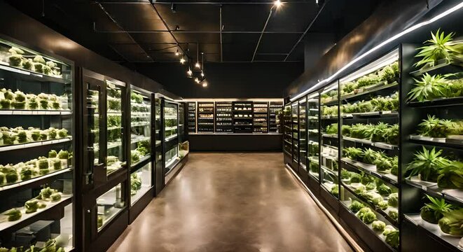 Interior of a cannabis store.
