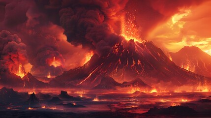 Harnessing the Volatile Power of Volcanic Eruptions:A Futuristic Civilization's Perilous Reliance - obrazy, fototapety, plakaty