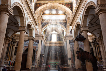 Interior of a catholic church or cathedral in Italy