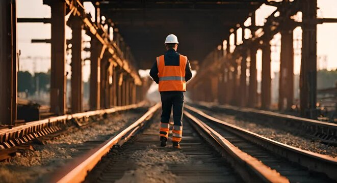 Engineer in the construction of a train track.