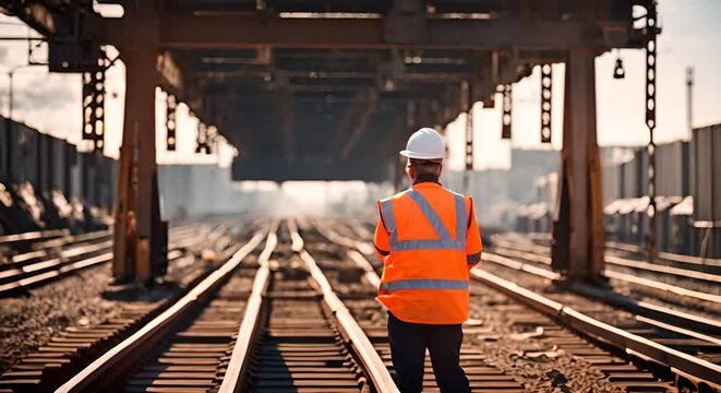 Engineer in the construction of a train track.