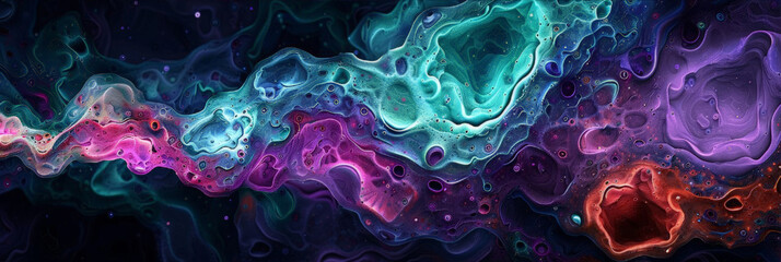 Abstract psychedelic background with fluid motion  art texture. Futuristic mitochondria mixing paint effect. 