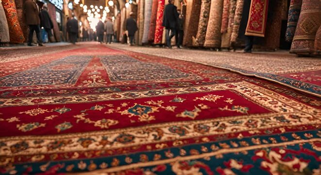 Turkish carpet shop in a market.
