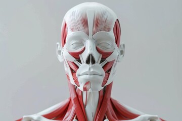 female muscular system with white muscles on skeleton anatomical 3d rendering