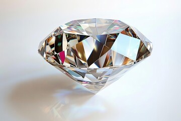 flawless diamond brilliance 3d rendering of precious gemstone isolated on white - obrazy, fototapety, plakaty