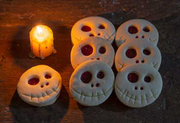 Butter crumbly cookies with candle.