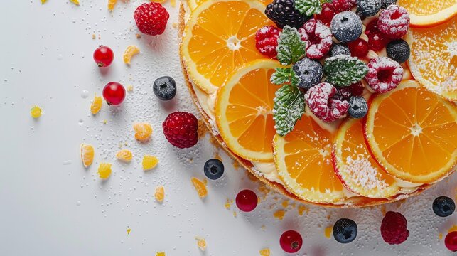 Delicious food photography of orange cake
