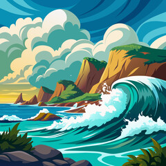 Fototapeta na wymiar illustration of the sea
