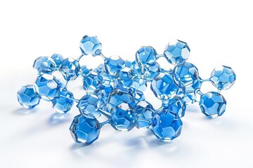 futuristic blue molecule structure on white background 3d illustration